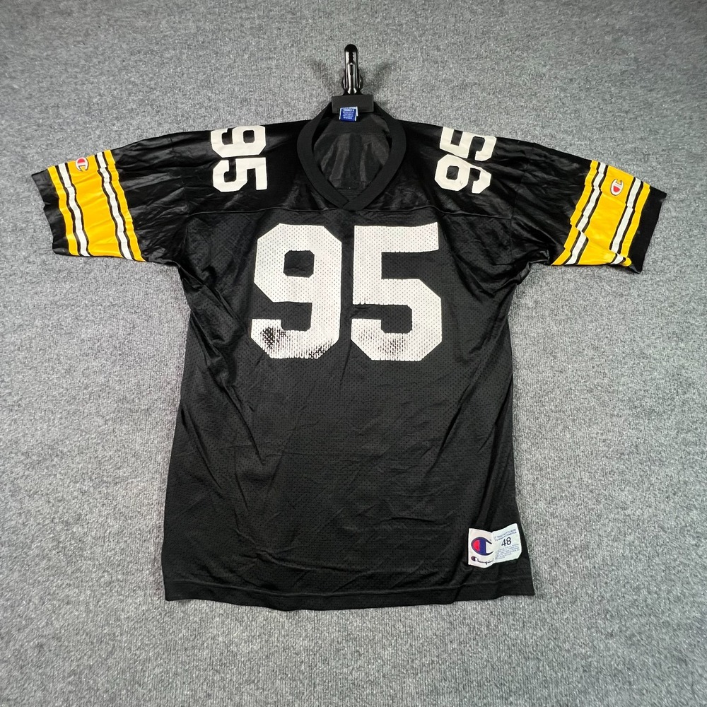 Champion Pittsburgh Steelers Football Team Lloyd #95 Jersey Men's 48 Black Nylon